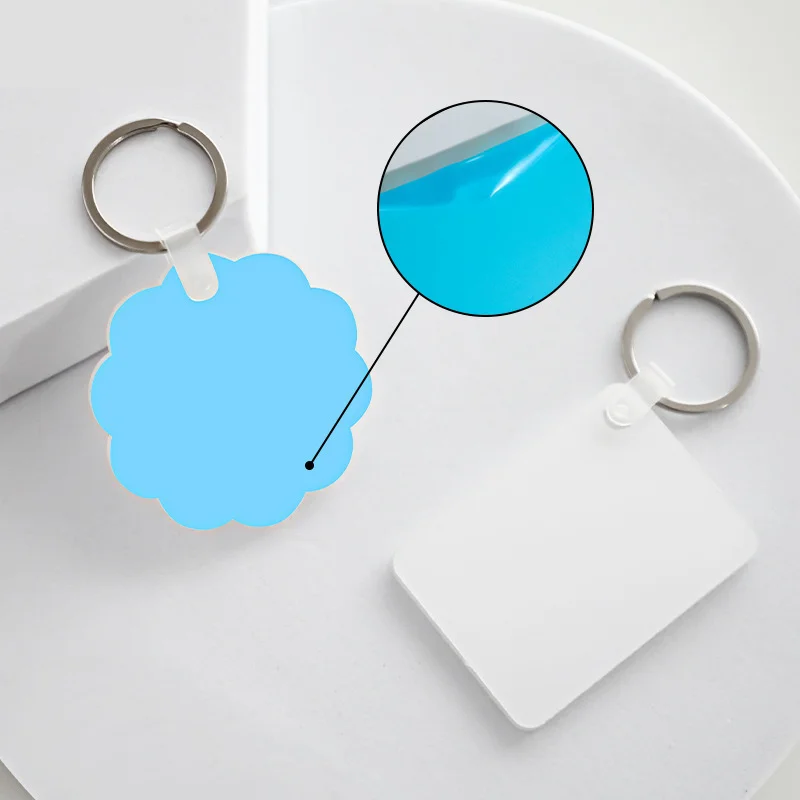 20pcs Sublimation Acrylic Keychain Blanks Keyrings For Heat Transfer Print Logo Image Keychain Bag Decor Pet Necklace