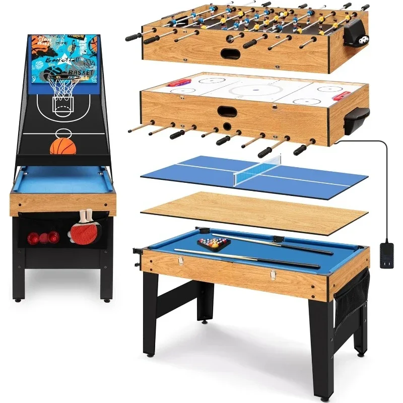 casa. Vender como pan caliente Mesa de juego múltiple 6 en 1 de 48 ", mesa deportiva arcada interior y exterior de tamaño completo con piscina, hockey aéreo, Fo