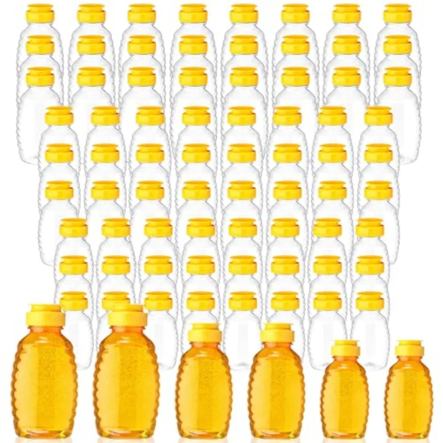 

72 Pack 8 oz 12 oz 18 oz Honey Bottles Clear Plastic Squeeze Bottle Empty Refillable Jar Dispenser with Leak Proof Flip Caps Ho
