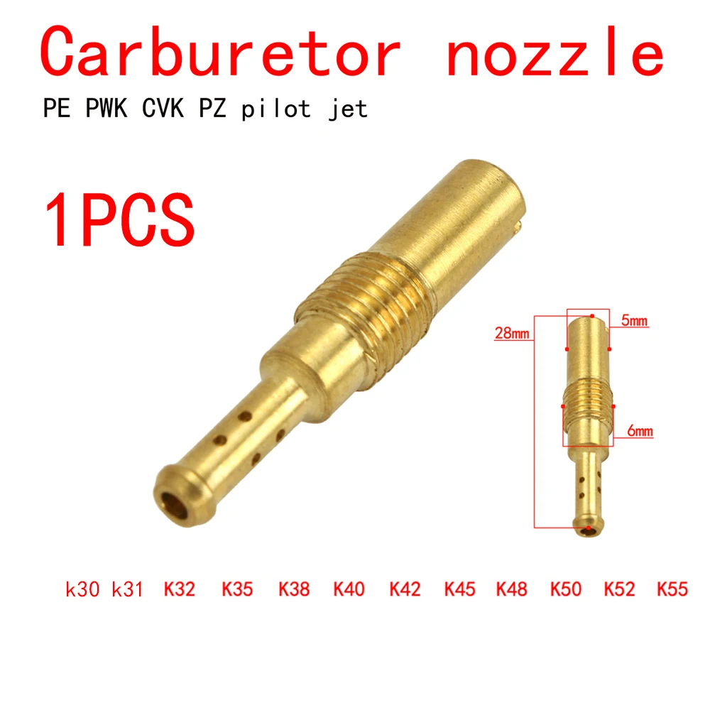 

1PCS Mortorcycle Carburetor nozzle Main Jets and Slow Pilot Jets for KEIHIN OKO KOSO CVK PE PWK Carb Brass Jet Kit Carb