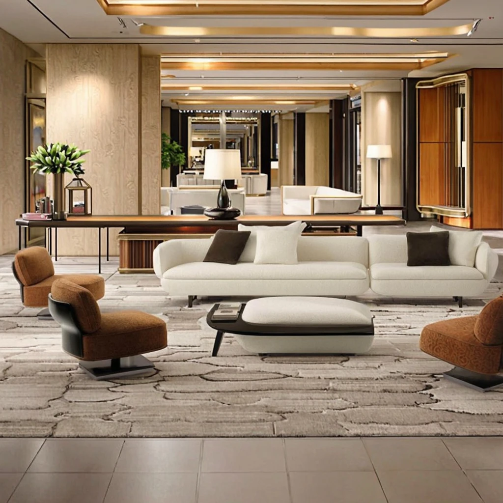 Italian Minimalist Luxury Villa Living Room Sofa Set Hotel Lobby with  Velvet Fabric Sectional Modular Couch