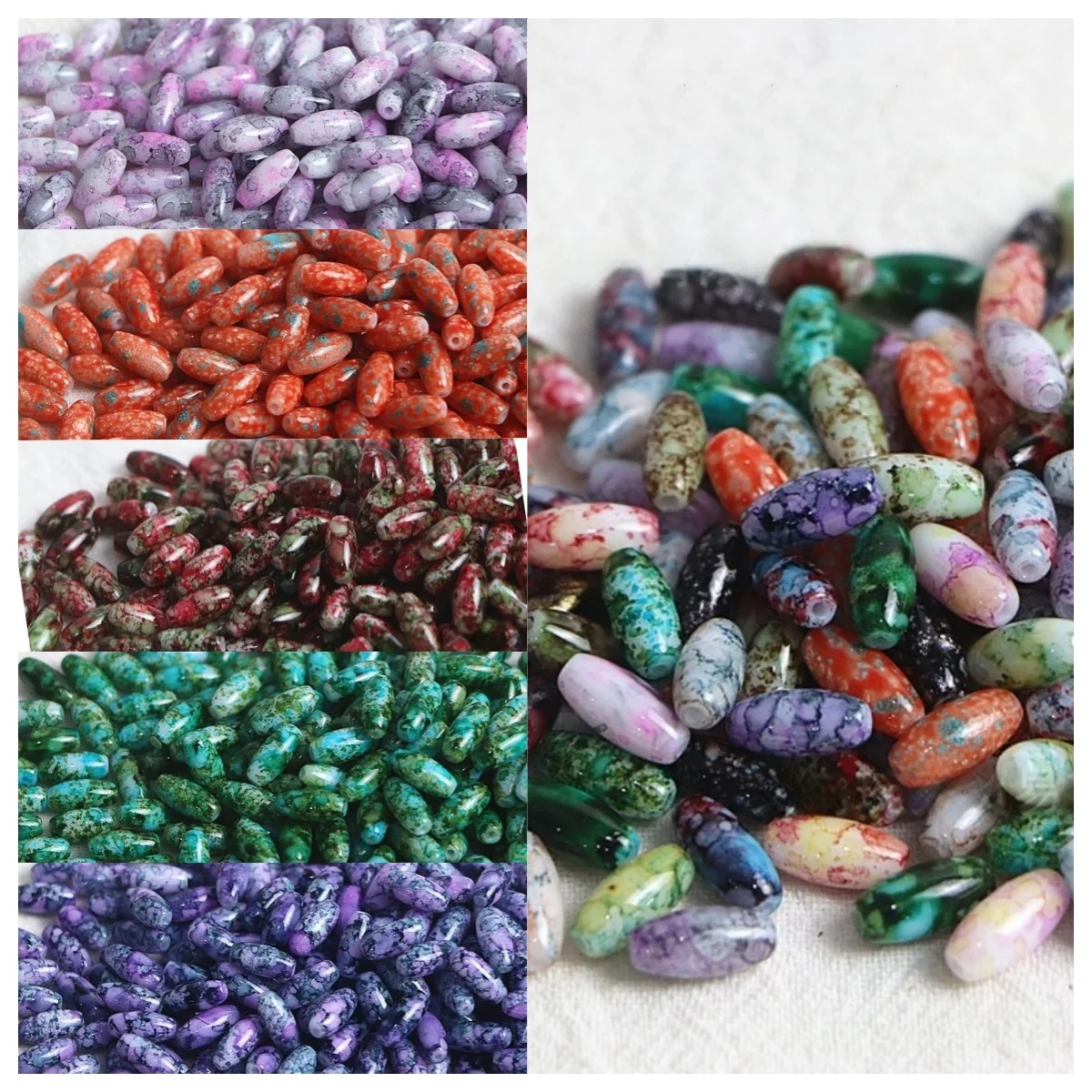 

High quality 4.5x9.5mm vintage Picasso oval rice grain, handmade DIY glass bead bracelet, necklace, loose bead accessories