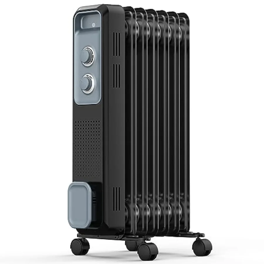 Oil Filled Radiator Heater, Portable Electric Heater for Large Space, 1s Quick Heat, 3 Modes, Portable Space Heater with Tip-ov