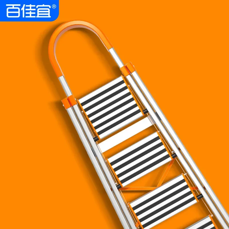 Ladnamy Non-slip Home Step Ladders Indoor Folding Ladder Multi-functional Thickened Steel Pipe Shrinking Step Stools