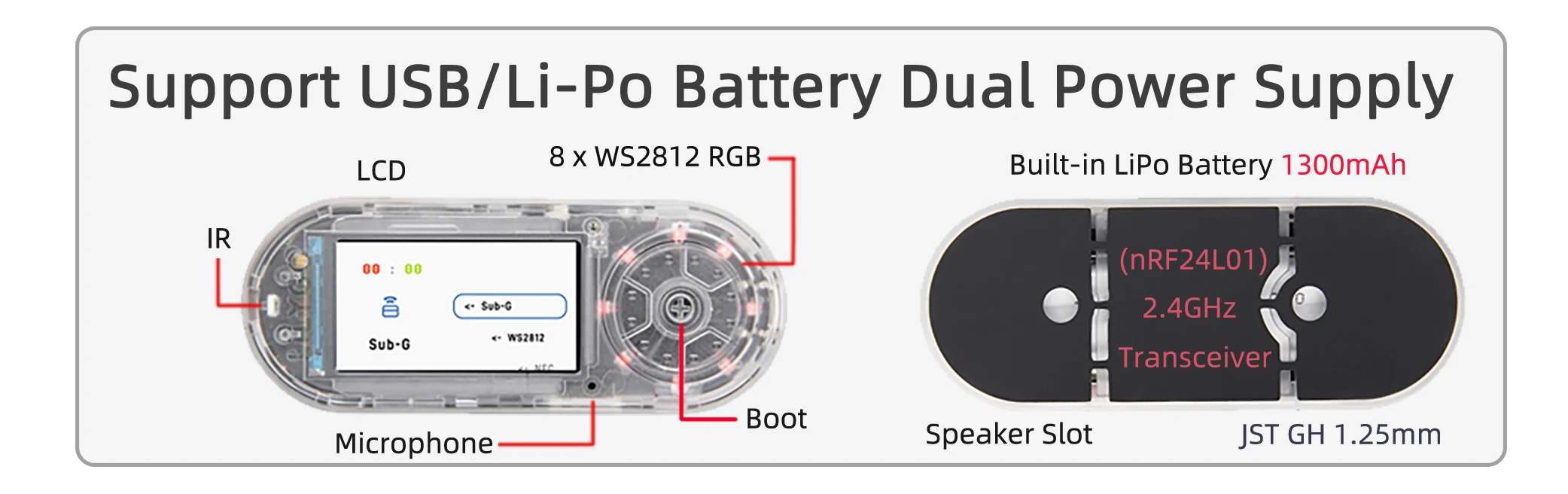 LILYGO® T-Embed ESP32-S3 cc1101 Low-Power-Sub-1 GHz HF-Transceiver pn532 nfc rfid i2c Modul LCD-Karte eingebaute Batterie 1300mah – Detail 2