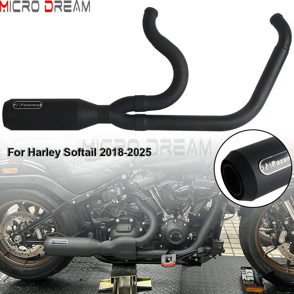 

2-в-1 выхлопная труба глушителя мотоцикла, надеваемая трубка глушителя для Harley M8 Softail 2018-2024 Fat Bob FXFBS 2018-2019 Fat Bob FXFB