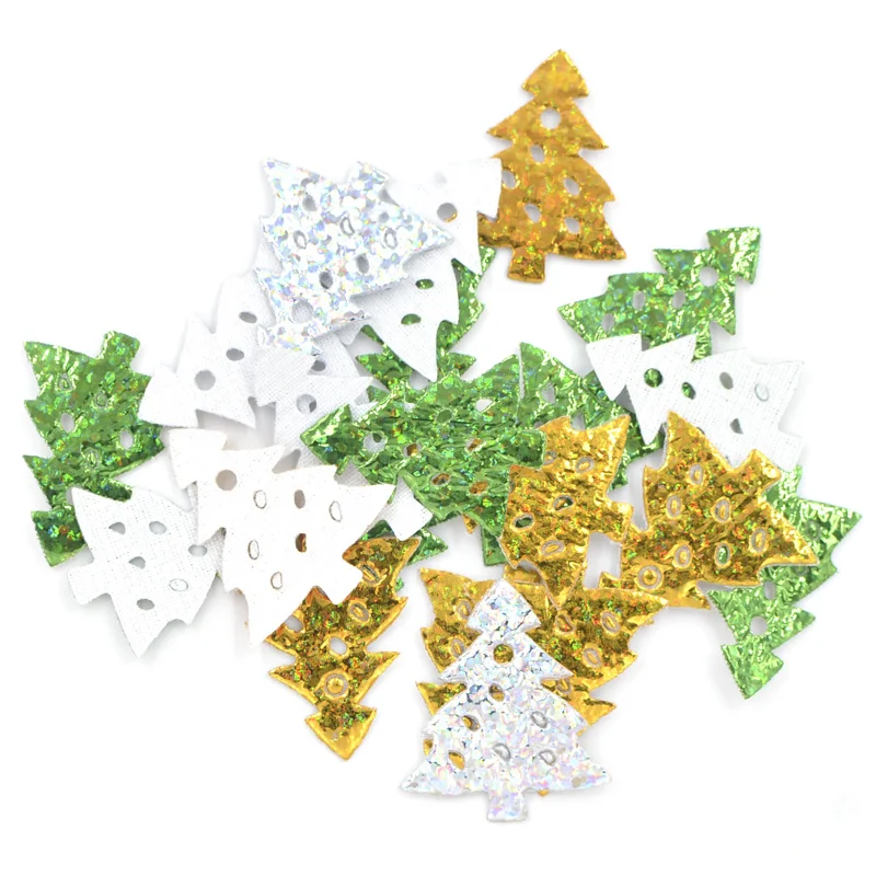 Wholesale 600Pcs Laser Cloth Christmas Tree Appliques DIY Christmas Decor for Clothes Sewing Supplies DIY Crafts Ornament