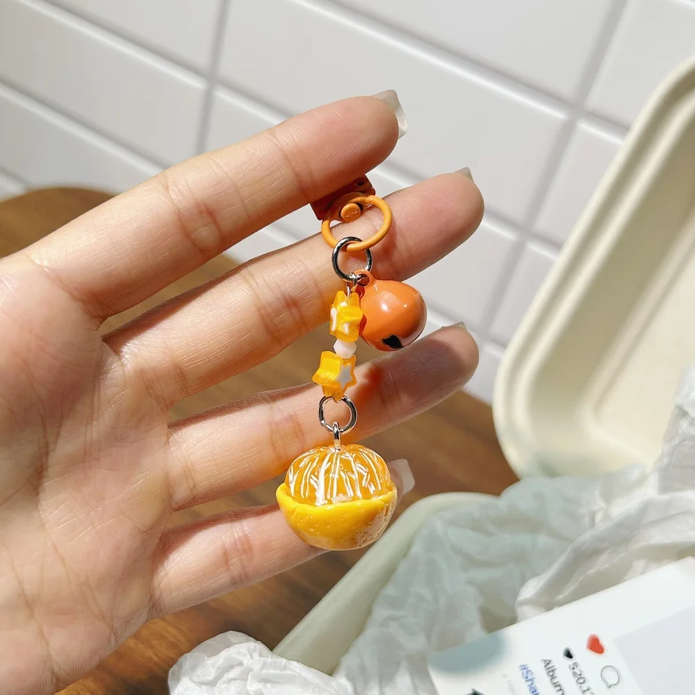 3D Simulation Fruit Keychain Orange Phone Chain Car Key Ring Birthday Party Gift Jewelry