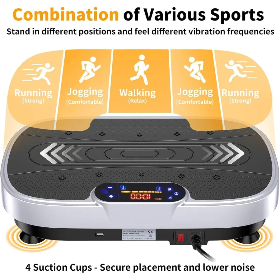 آلة تمرين لوحة الاهتزاز مع اتصال بلوتوث للتصريف اللمفاوي وفقدان الوزن بالكامل للياقة البدنية المثالية Pla