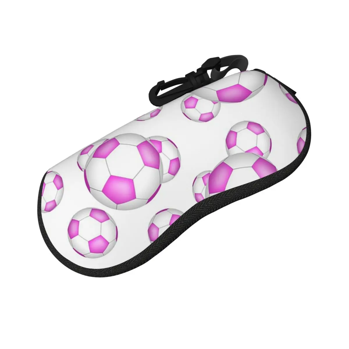 Pink And White Soccer Balls Shell Glasses Case Protective Sunglasses Box Women Men Soft Eyeglasses Bag Pouch