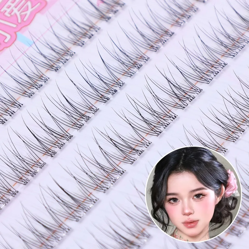 10 filas de pestañas postizas sin pegamento de gran capacidad, individuales, 8-10 mm, curva C, naturales y autoadhesivas para maquillaje 5