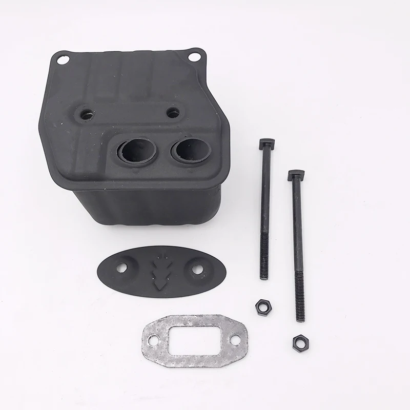 HUNDURE 45cc 52cc 58cc 전기 톱 두 구멍 머플러 예비 부품 4500 5200 5800 체인 톱 머플러