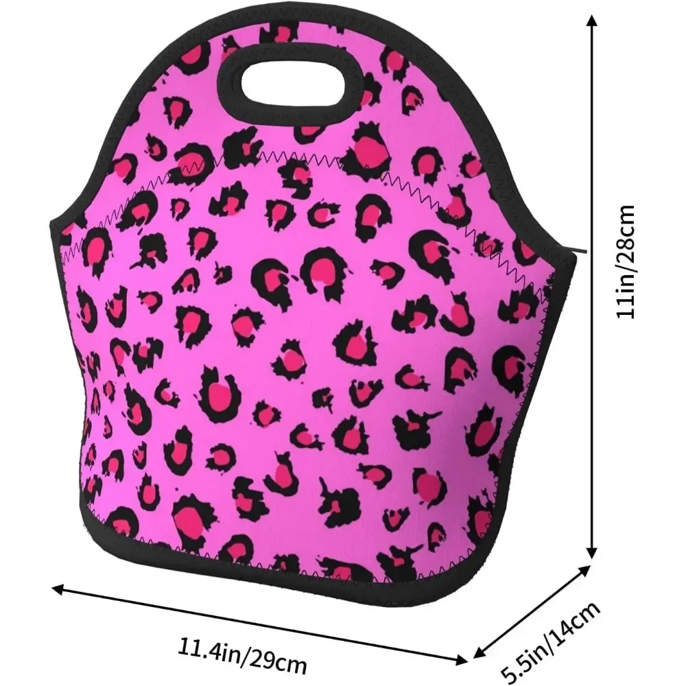 Leopard  Neoprene Lunch Bag Waterproof with Reusable Large Capacity Outdoor Picnic