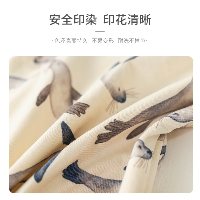 Spring and Summer Baby Clothes Cotton Baby One-piece Pajamas Printed Comfortable Newborn Long-sleeved Crawling Clothes