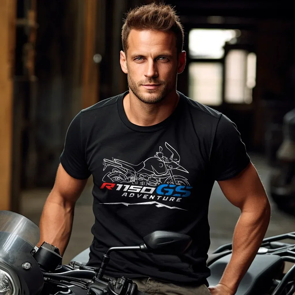 2025 موضة جديدة ريترو R1150GS مغامرة دراجة نارية تي شيرت الجولة الرقبة قصيرة الأكمام عادية تي شيرت رجالي متسابق الشارع ارتداء #1