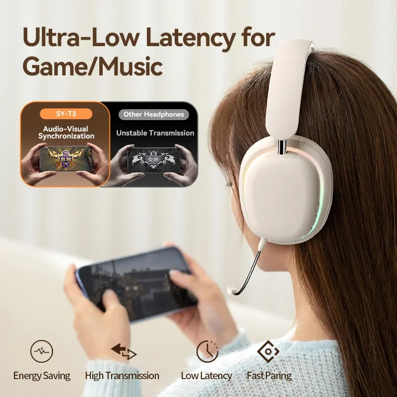 Novo SY-T3 bluetooth 5.3 fone de ouvido sem fio com hd destacável microfone estéreo alta fidelidade subwoofer música fone de ouvido com cancelamento de ruído