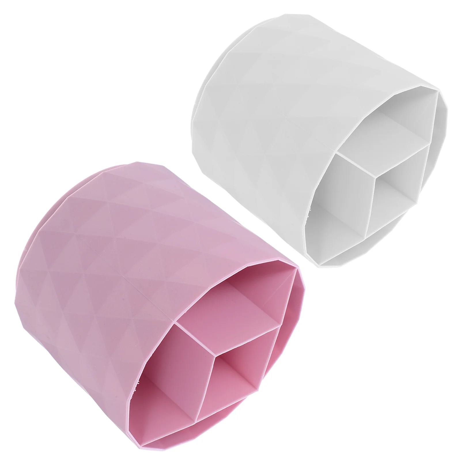 

2Pcs Rotatable Makeup Brush Storage Organizer Geometric Desktop Pen Cup Holder Vanity Organizer Storage of Makeup Brushes
