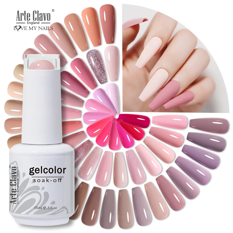 طلاء أظافر جل UV من Arte Clavo 15 مللي سلسلة ألوان وردية من الجل ورنيش Lakiery Hybridowe Vernis Top LED جل رسومات أظافر هجينة نقع قبالة #1