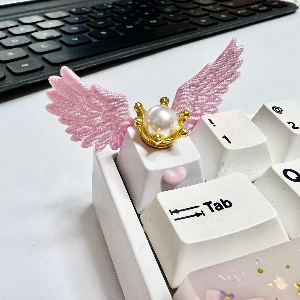 اليدوية DIY مخصص Keycap لطيف أجنحة الملاك كيكابس ل قبعات لوحة المفاتيح الميكانيكية الراتنج الحرفي مفتاح قبعات الهدايا