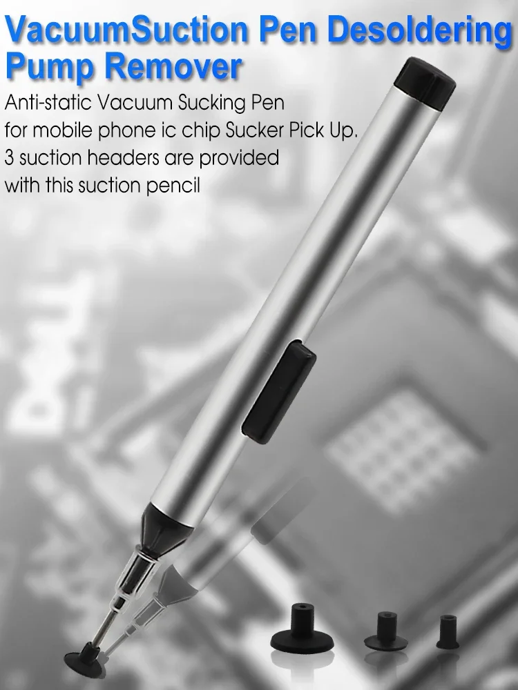 Ic Smd Vacuüm Zuig Pen Potlood Gemakkelijk Pick-Up Tool Sucker Pomp Smt Bga Solderen Rework Tool Met 3 Zuiging Header Dropship