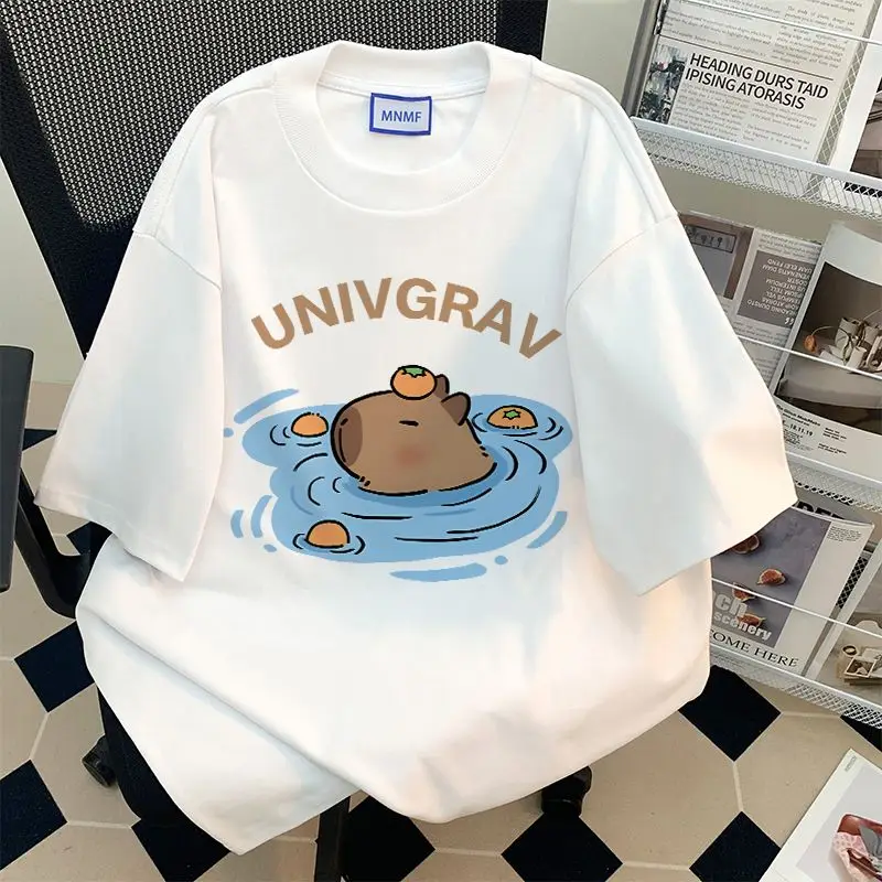 

Kawaii Capybara, уличная одежда, модные женские футболки, летняя одежда в стиле Харадзюку, летние футболки с короткими рукавами, повседневные женские топы с круглым вырезом