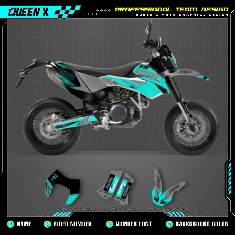 

Queen X MOTOR Motorcycle Graphics Background Decals Stickers Kits For KTM LC4 SMC690 2008 2009 2010 2011 690cc smc 003