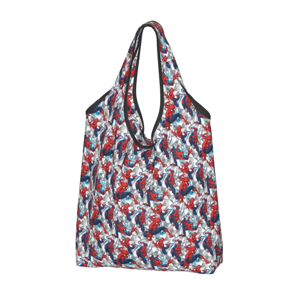 Custom Cute Spider Man Shopping Tote Bags Portable Spiderman Groceries Shoulder Shopper Bag