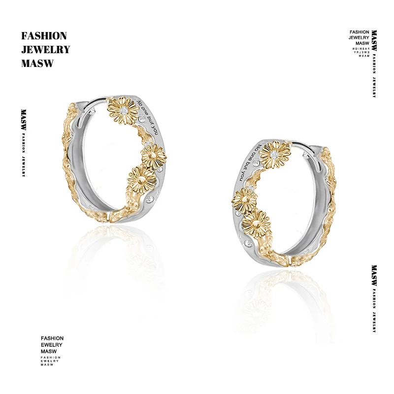 

MASW Original Design Korean Temperament Flowers Metal Earrings For Women Party Gifts Trendy Jewelry Pretty Ear Accessories