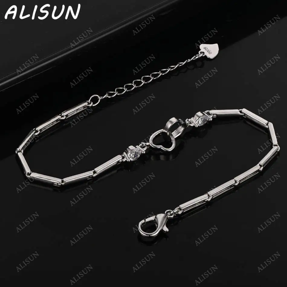 

ALISUN 925 Sterling Silver Zircon Heart Bracelets For Women Creativity Gifts Street All-match Party And Daily Wear