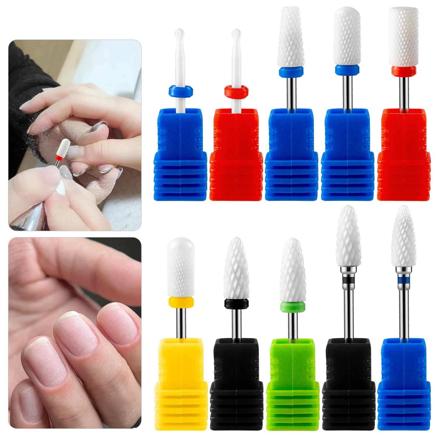 5PCS Ceramic Nail Drill Bits Electric Drill Machine Nail Milling Cutter Bits Nails Accessories Tools For Manicure Pedicure Tools