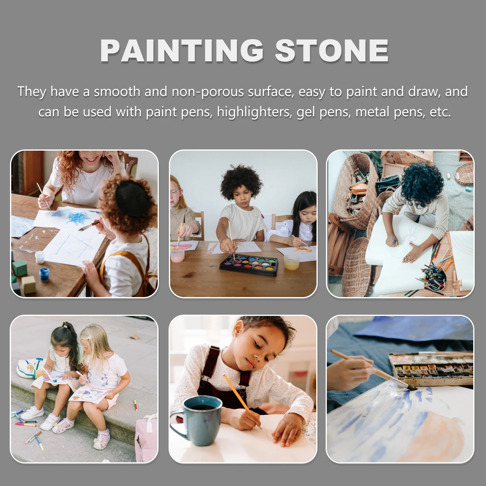

10 Pcs Rocks Painting Stone Drawing Brush Art Work Tools Boy Pigment Kit Toddler