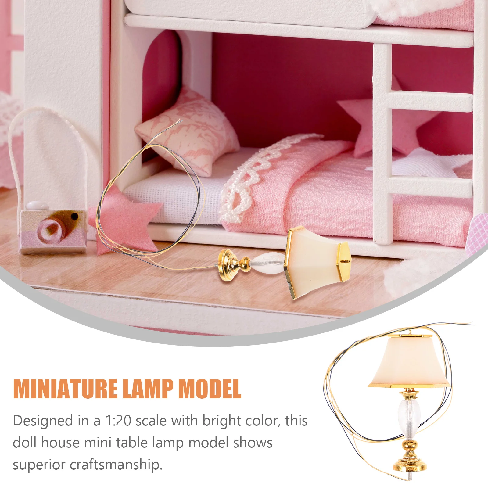 Miniaturowa lampka na biurko Lampa stołowa do domku dla lalek Lampki nocne Ozdoba Model mebli