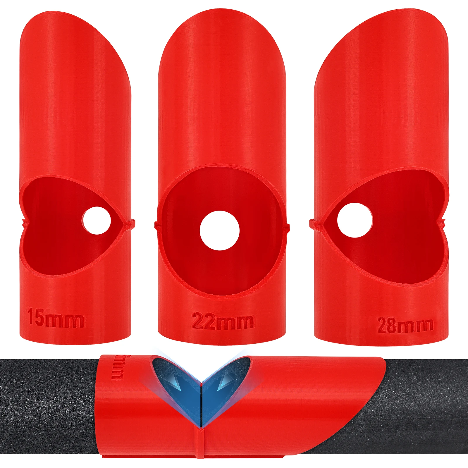 3Pcs Pipe Lagging Insulation Foam Cutting Tool 15mm 22mm and 28mm Crack Resistant Hard Plastic Pipe Insulation Cutter for Foam