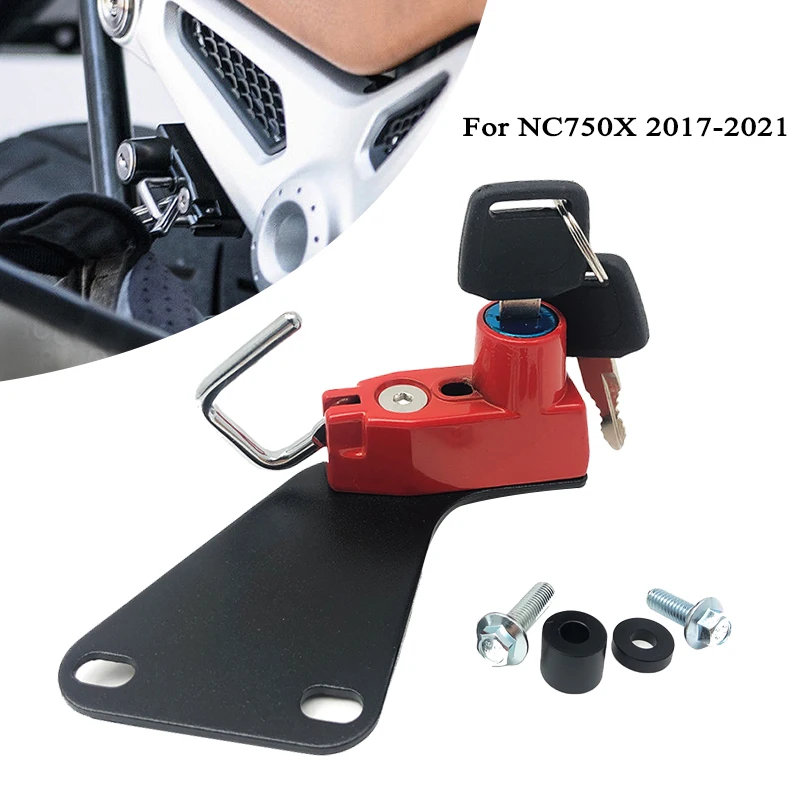 

For HONDA NC750X Helmet Lock Aluminum Helmet Lock Mount Hook with 2 Keys NC700S NC700D NC700X NC750S NC750D NC 750X 2012-2021