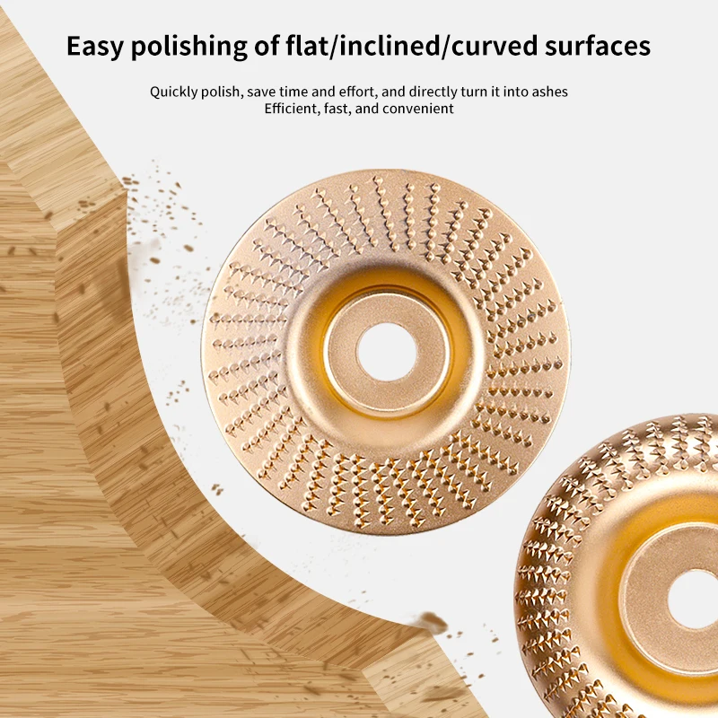 Disco abrasivo per la lavorazione del legno Set di tre pezzi 100mm di larghezza/16mm Foro metallico Design smussato curvo Disco abrasivo per smerigliatrice elettrica Set di strumenti per lucidatura per incisione di taglio del legno