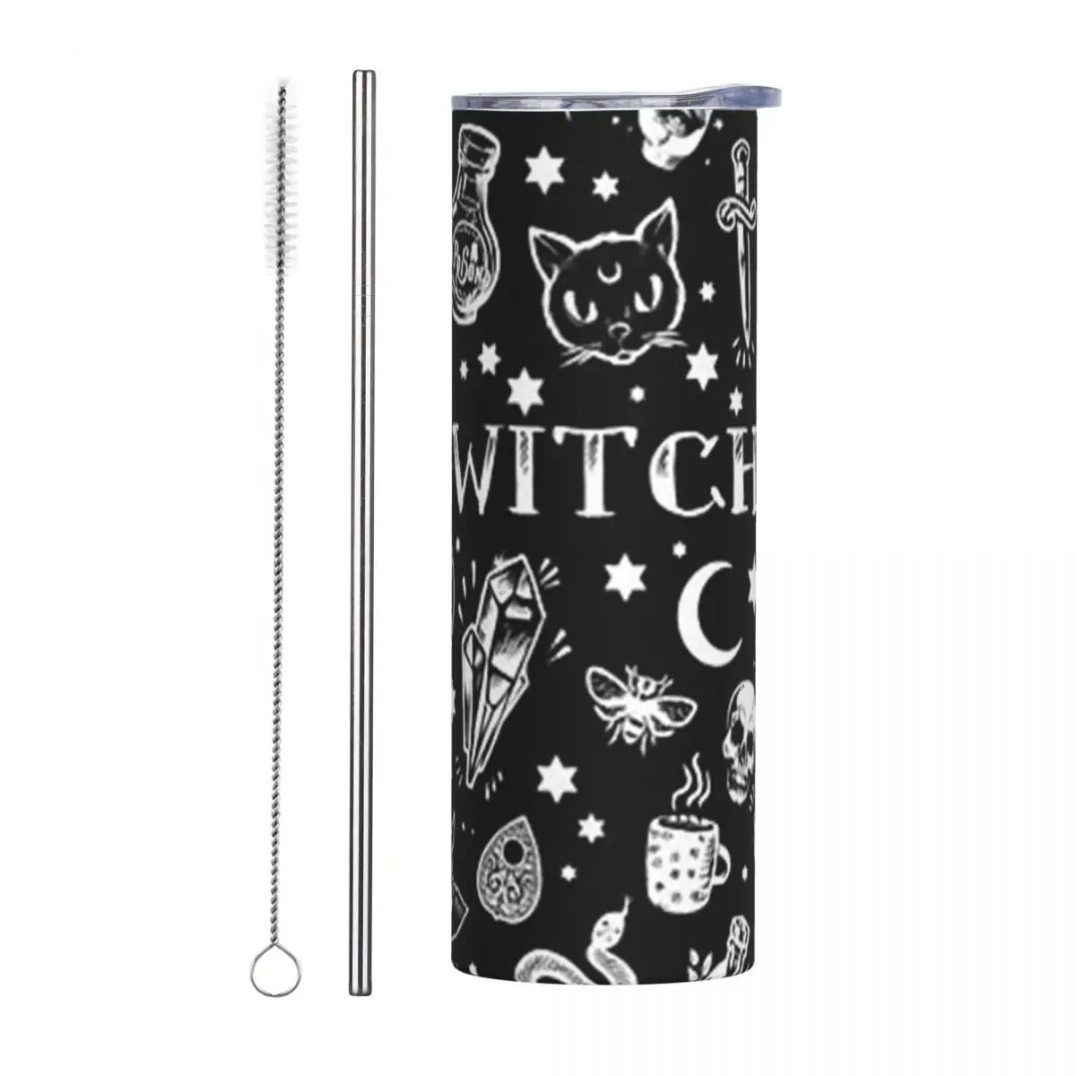 WITCH PATTERN 2 Stainless Steel Tumbler Vacuum Insulated Mugs Thermal Cold Cup Straw With Lid 20oz