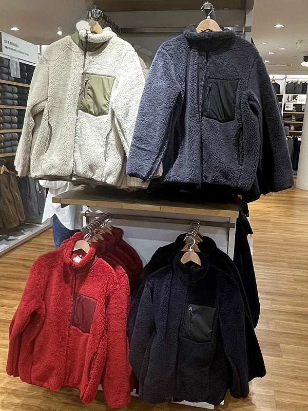 

Зимнее мужское ветрозащитное пальто Thiened Fce Jaet, длинное пальто-стойка с застежкой-молнией из полиэфирного волокна, воротник-стойка