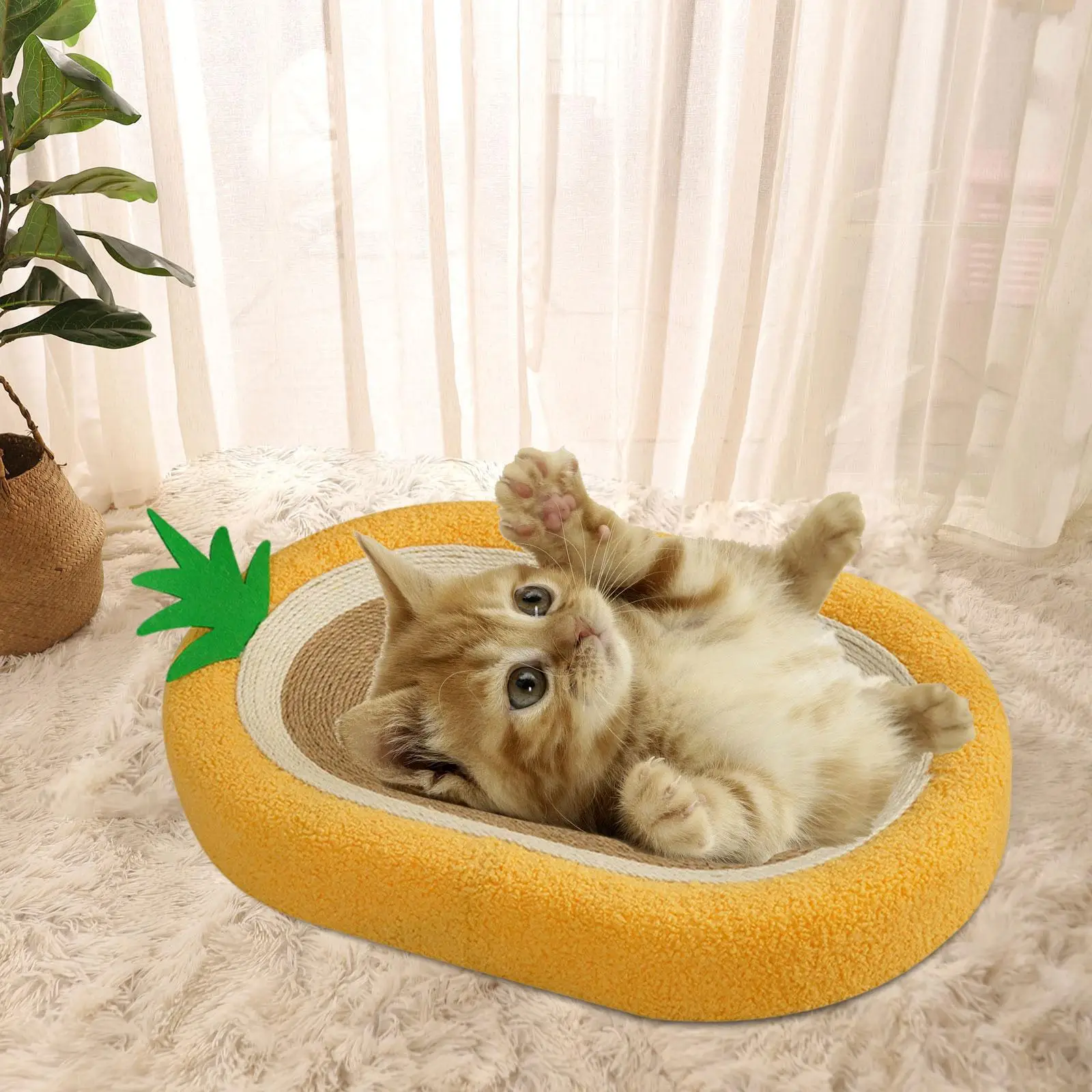 Cat Scratcher Sisal Bed Lounge Couch for Indoor Cats Oval Shape 24inx16\