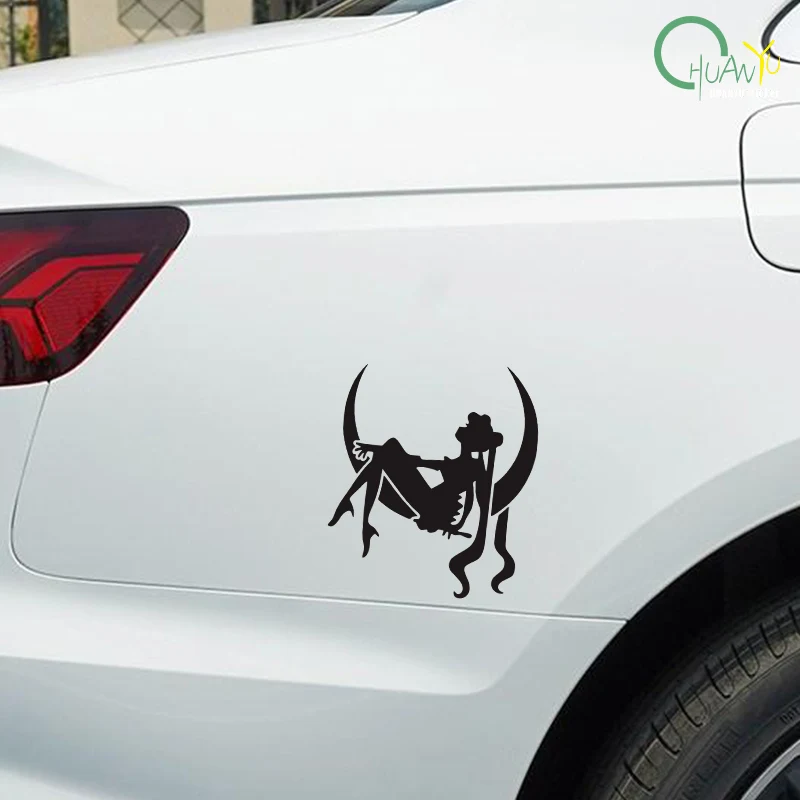 Fuel Cap Sticker Cartoon Moon Car Sticker Glass Body Tank Cover Decoration Sticker Waterproof Stickers