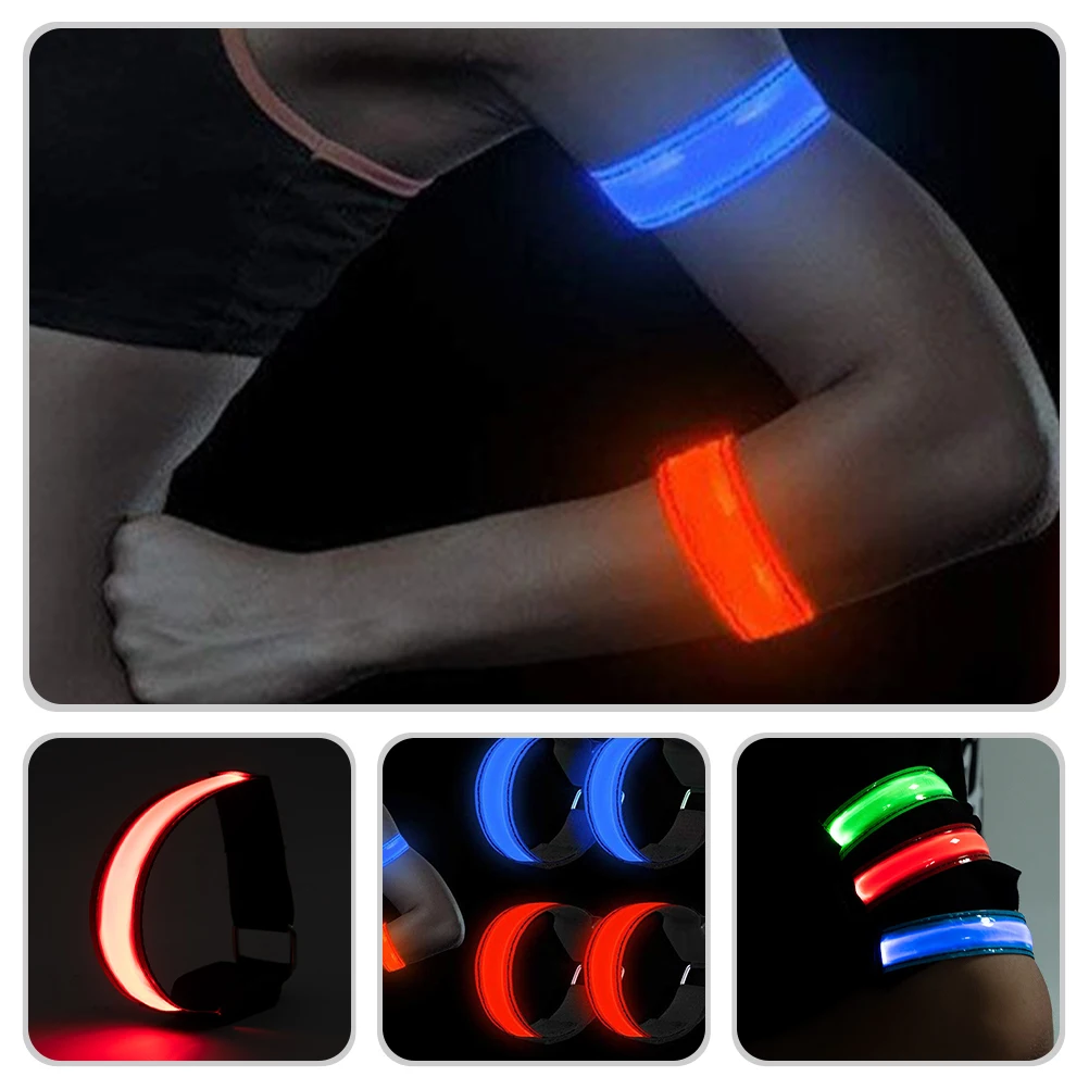

2 Pcs Luminous Armband Reflective Running Gear at Night Nylon Supply LED Wristband Safety