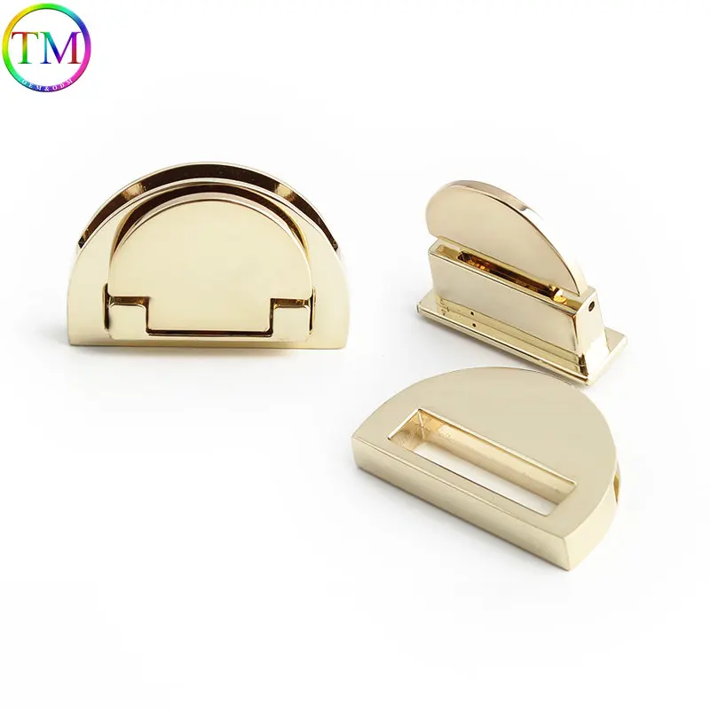 High Quality Light gold Metal Clasp Turn Lock Twist Lock Rectangle Hanger Clasp Locks Accessories For Handbags