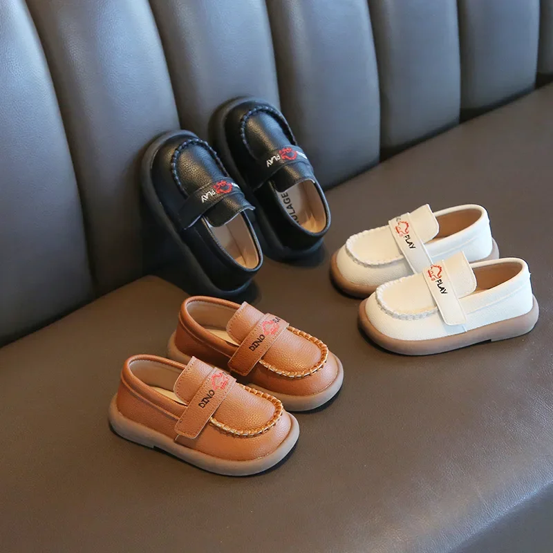 Little Boys Leather Shoes Children Party Flats for Wedding Embroidery Easy To Wear Soft 2025 New Kids Loafers Classic Tide Soft