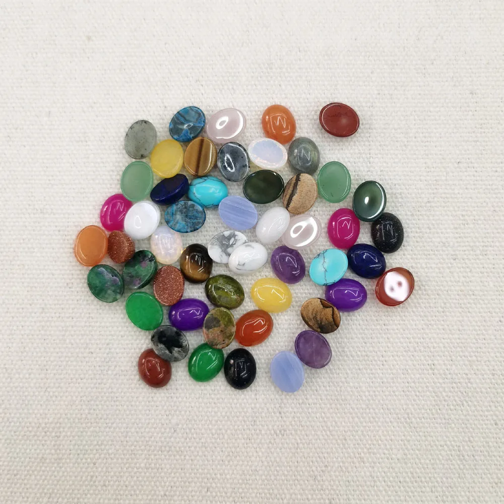 

Wholesale Natural stone Bead 6x8mm 8x10mm Oval cab Cabochon for Necklace ring accessories no hole 50Pcs/lot Free shipping