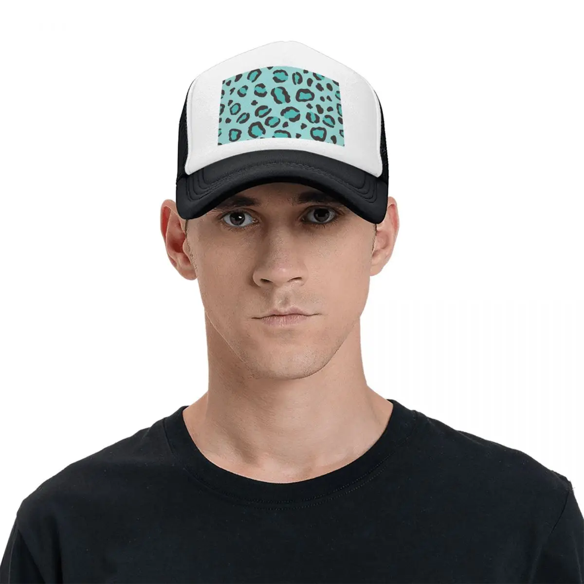 Cool Turquoise Blue Leopard Print Cheetah Cap Fashion Mesh Baseball Caps Adjustable Hat Hip Hop Summer Unisex Baseball Hats