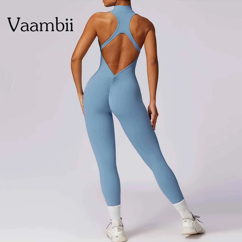 One Piece Zip Sports Suits Backless Gym Clothes 2024 Jumpsuit Athletic Wear For Women Seamless Sportswear Fitness Workout Set