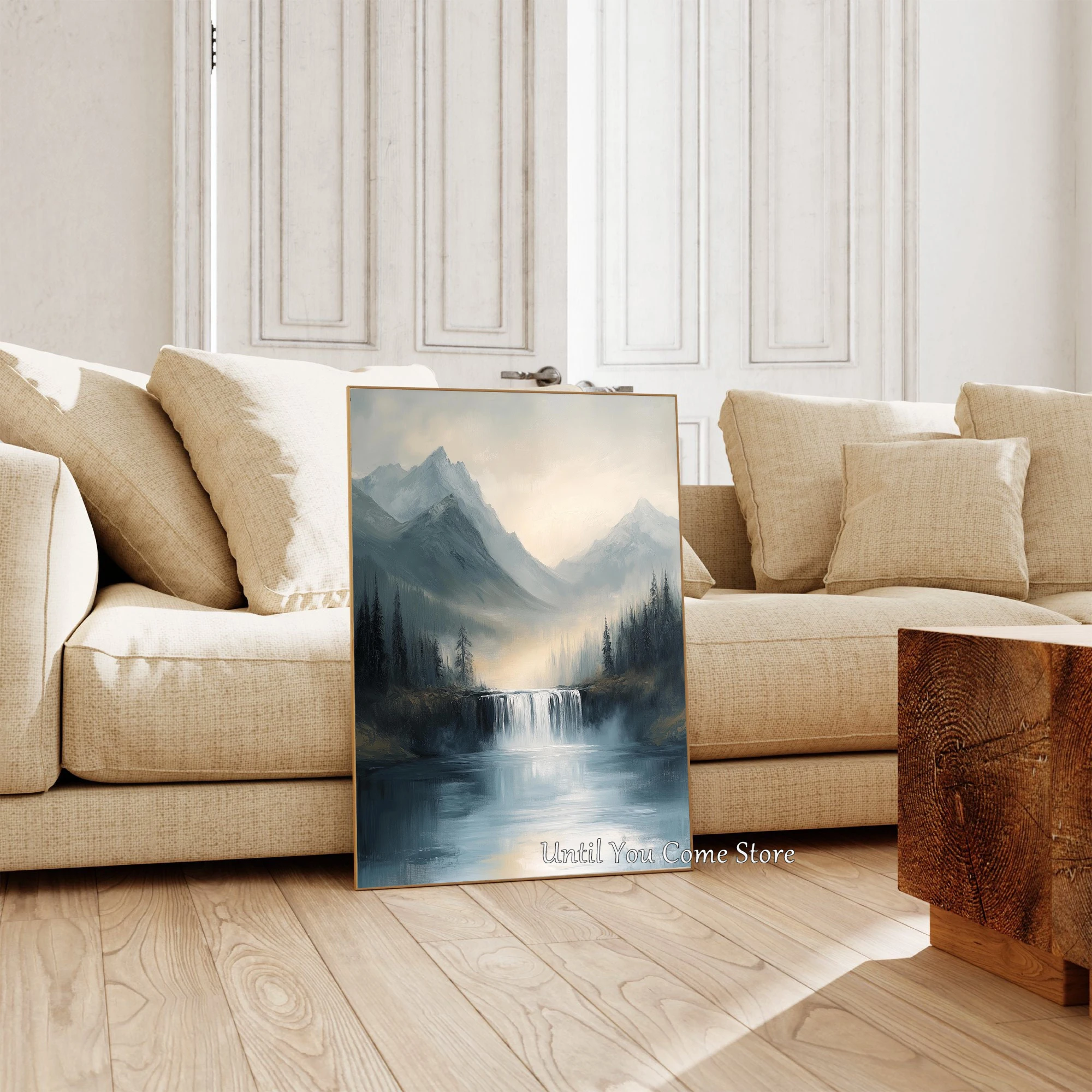 لينة وسلمية الرجعية الريف مشهد البحيرة المشارك طباعة قماش الفن صور المنزل لغرفة النوم جدار ديكور حديث