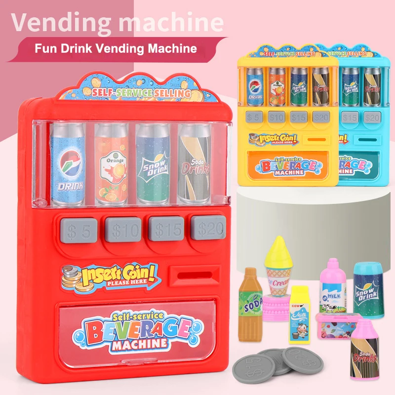 Children\'s Simulated Beverage Vending Machine Coin-operated Shopping Vending Machine Toy Role-playing House Toy Gift