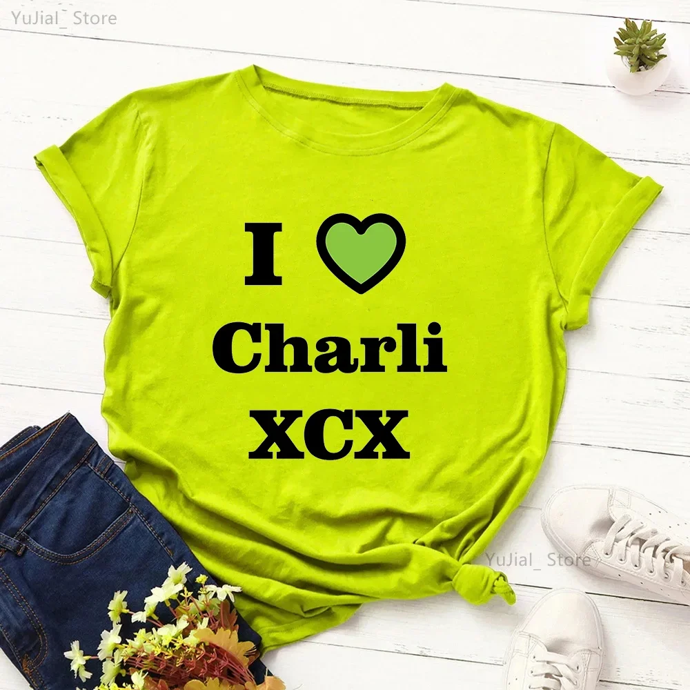 

I Love Charli Xcx Graphic Printed T Shirt Girls Cool Casual Green Pink White Tshirt Women Summer Fashion Short Sleeve T-Shirt