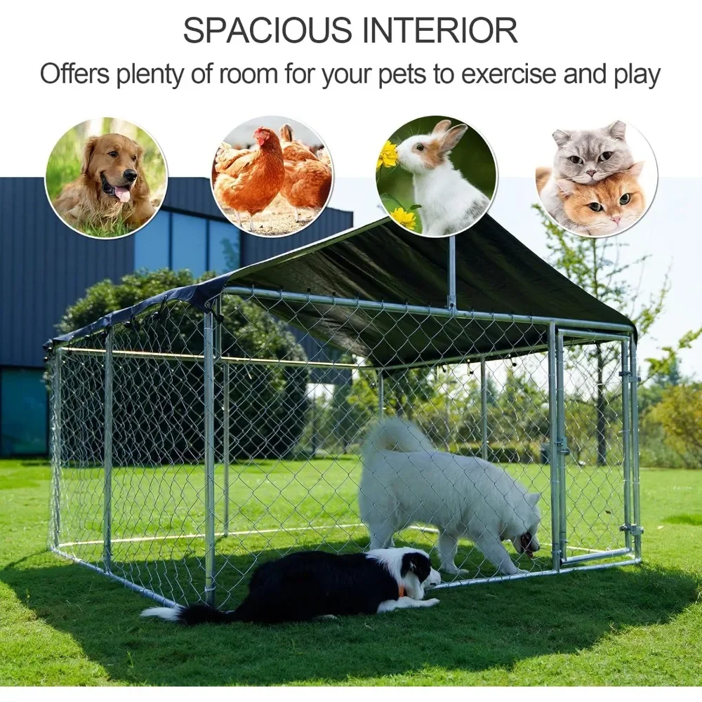 Outdoor Dog Playpen Heavy Duty Dog Kennel House Mesh Dog Big Cage Pet Kennel Steel Fence with Secure Lock