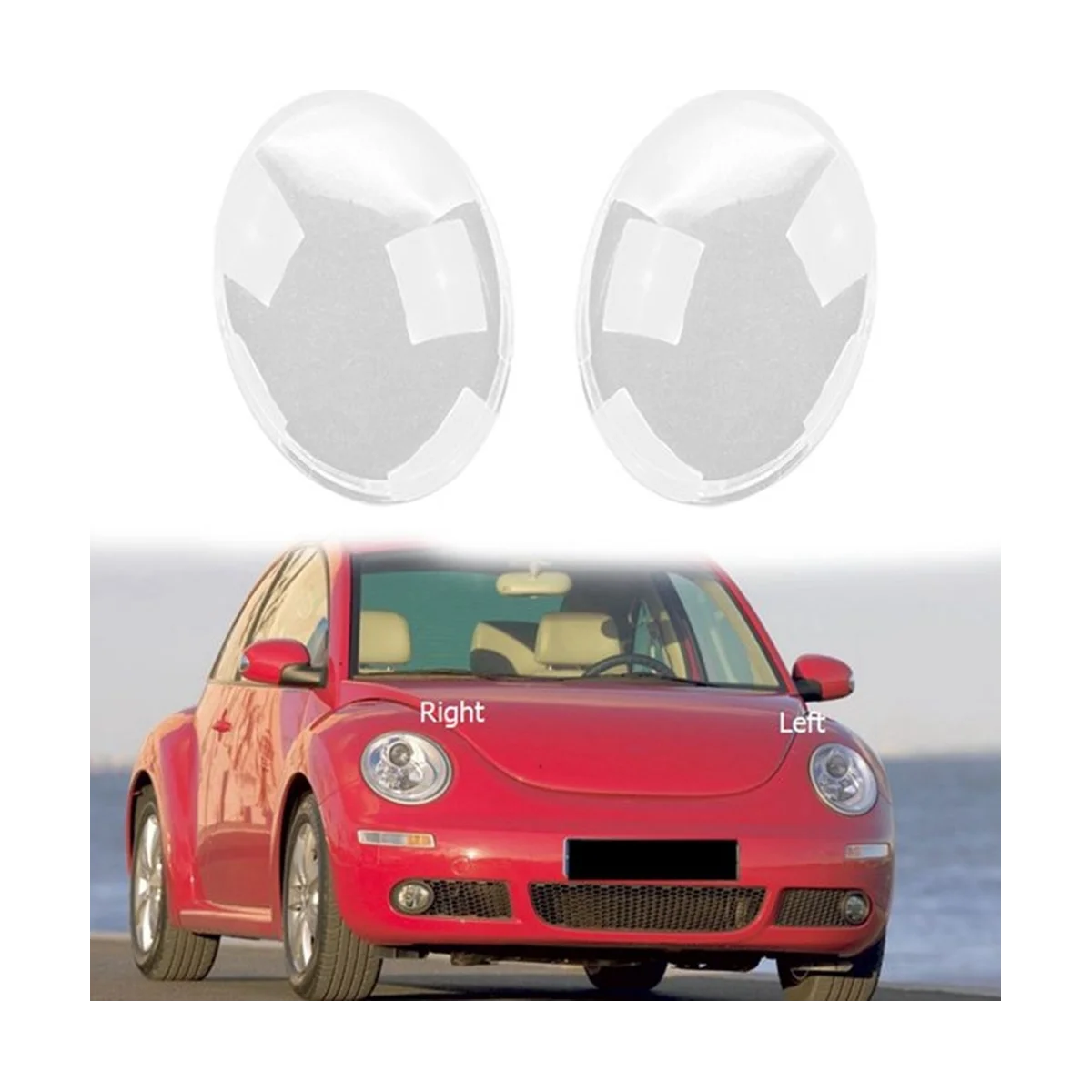 For VW Beetle 2006-2012 Left Headlight Shell Lamp Shade Transparent Lens Cover Headlight Cover